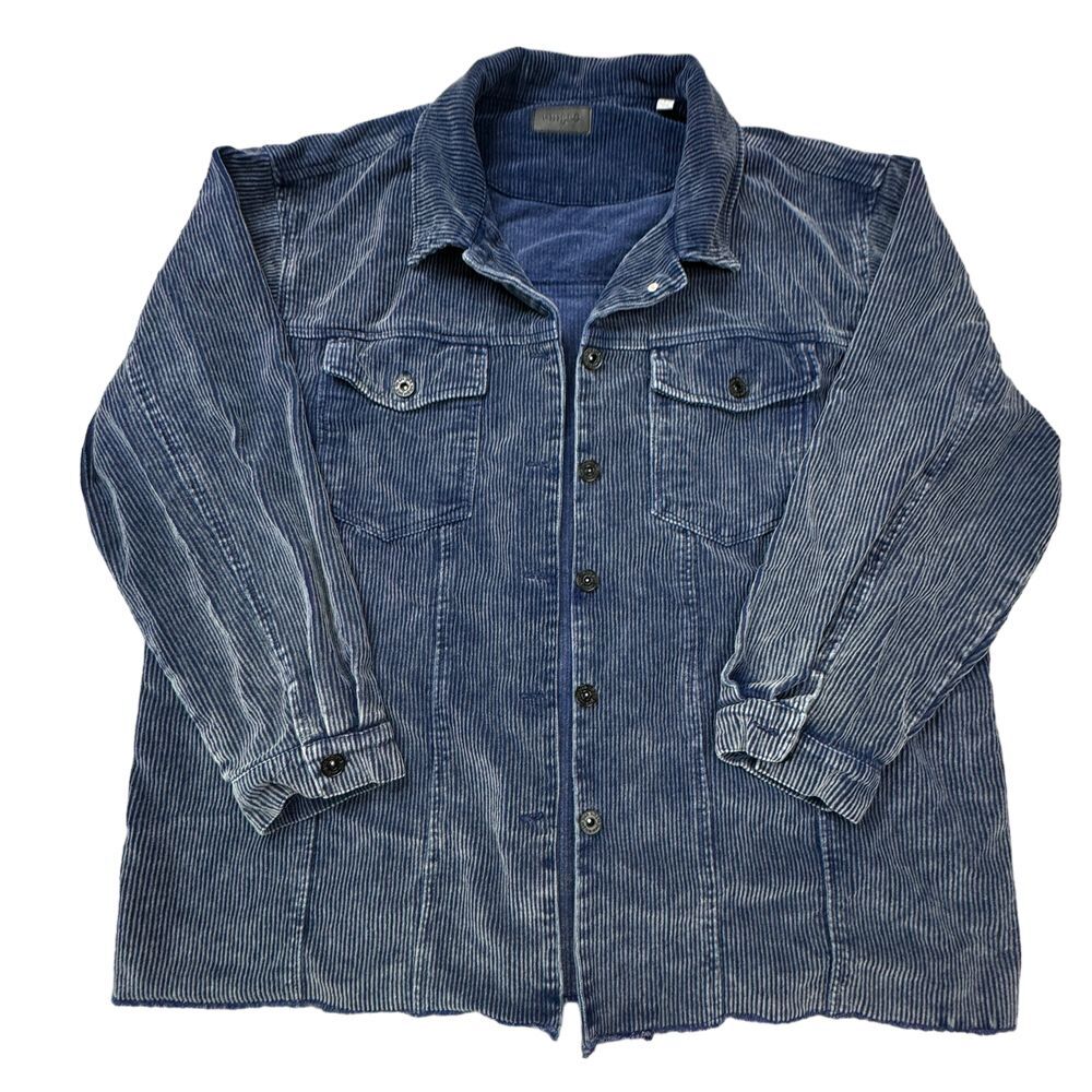 Umgee Corduroy Jacket Women's Size Large Blue‎ Button Front Long Sleeve
